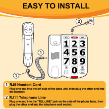 Big Button Desktop Phone for Seniors, Landline Telephone for Home with Number Memory and Redial Function, Easy to Read Buttons, Ideal for Visuall