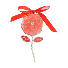 Handmade Sea Glass Flower Pendant With Metal Wire Stems-roses