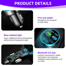 Car Fm Bluetooth Transmitter Adapter Car Radio Blue Tooth 5.0 Adaptor with 2 Usb Ports 2 Type C Port Hand-Free Calling Music Player PD 66w Fast C