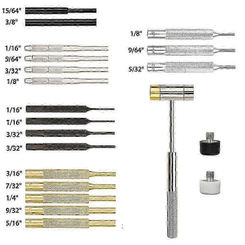 Roll Pin Punch Set with Steel Punch Double-Faced Hammer Gunsmithing Punch Tools 1