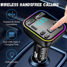 5.3 FM Bluetooth Transmitter Car Charger USB C Car Cigarette Lighter USB Charger Fast Charge, PD 20W & QC 3.0 Dual USB+1 Type-C Radio Receiver Tr
