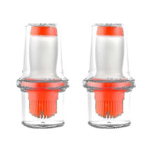 (Orange) 2 Pcs Oil Bottle With Silicone Basting Brush Pastry Basting Brush Cooking Brush For Baking