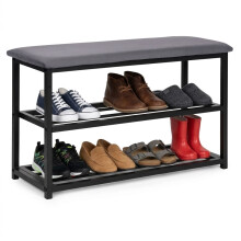 Schoenenkastbank met fluwelen zitting, 2 planken, 80 cm