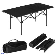 Klappbarer Campingtisch 120 x 55 cm, Schwarz, mit Tasche