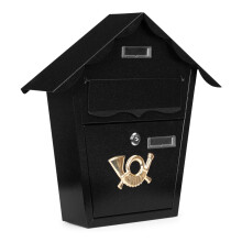 Schwarzer Stahl-Wandbriefkasten mit Schloss und Schlüsseln