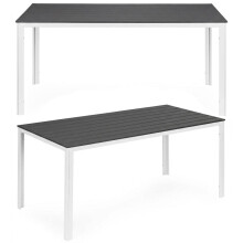 6-Personen-Gartentisch aus Polywood, 156 x 78 cm - Grau/Weiß