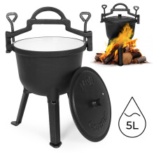 Gusseiserner Kessel 5L mit Ständer zum Kochen am Lagerfeuer
