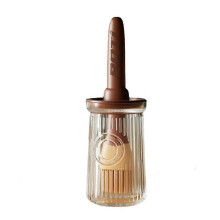 20cm Pastry Brush with Glass Oil Bottle 200ml Oil Bottle with Brush Heat Resistant No Smell(Brown)  -Sy