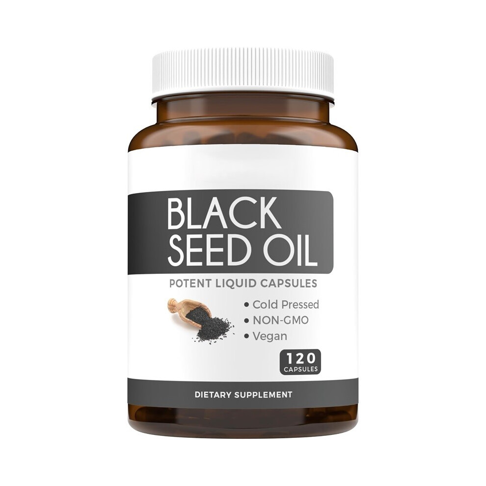 Black Seed Oil-120 Softgel Capsules(Non-GMO & Vegan)Cold-Pressed Nigella Sativa Producing Pure Black Cumin Seed Oil ,Vitamin E-500mg Each