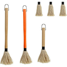 (Pack 6 pieces) Professional Cooking Brushes Set BBQ Mop Brush Set Grilling Brush with Wood Handle Suitable for Baking and Grilling