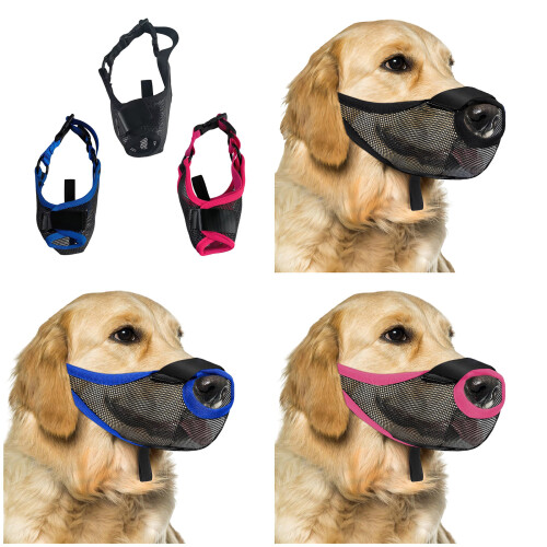 Dog Muzzle Mouth Guard Secure Muzzle Medium Large Breeds-Pink L 2