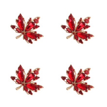 4Pcs Maple Leaf Brooch Pin Red Alloy Lightweight Lapel Pin for Women