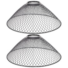 2Pcs Black Metal Pendant Lamp Shade Wire Cage Frame with Hollow Design