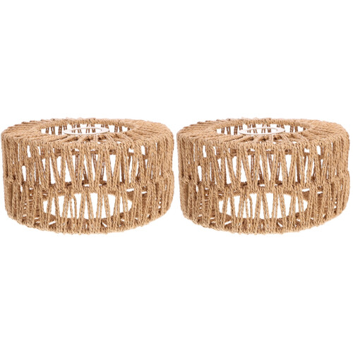 2Pcs Yellow Straw Rope Lampshade for Ceiling Lamp Use