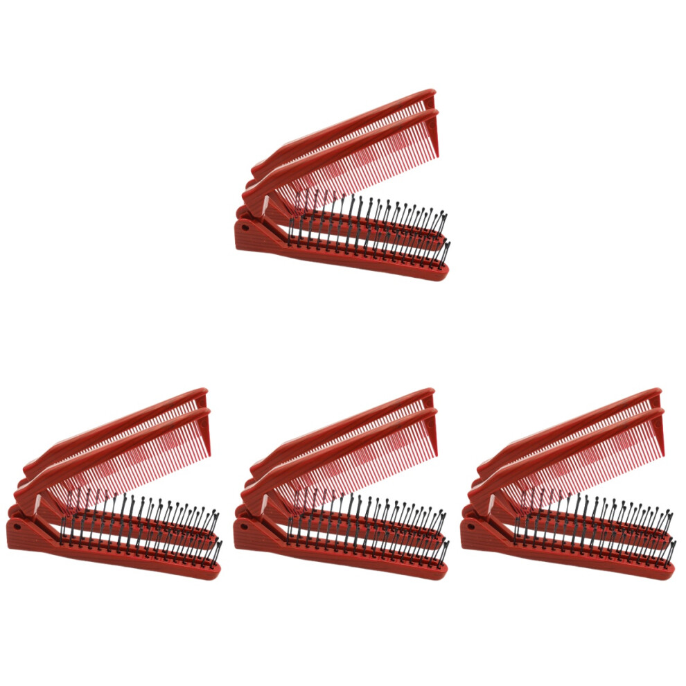 Iplusmile 8Pcs Red Folding Hair Brush Compact Travel Brush With Ergonomic Handle