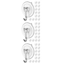 60Pcs Reusable Clear Suction Cup Hooks for Glass Doors Bathroom Walls