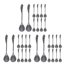 30Pcs Cute Black Stainless Steel Coffee and Tea Spoons for Party Use