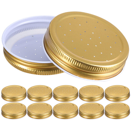 12Pièces Couvercles Alimentateur Métal Usage Pot Mason