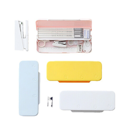 Zippered Design Pen Holders Storage Bag Stationeries-Yellow 2