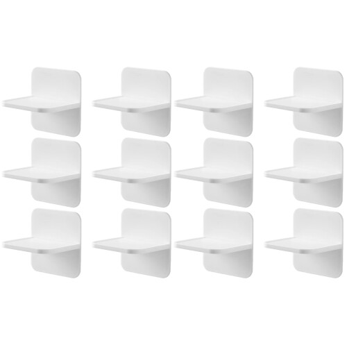 12Pcs Punch-Free White Shelf Support Brackets Self-Adhesive Shelf Pegs