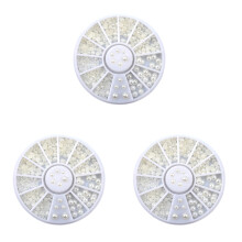 600Pièces Cabochons Perles Plates Beige Pour Ongles