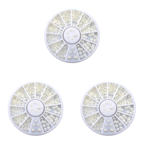 600Pièces Cabochons Perles Plates Beige Pour Ongles