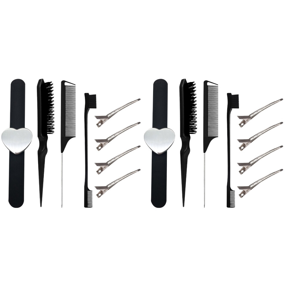 Ohphcall Unisex Black 2Sets Portable Hair Styling Comb Sets Dual Sided Rat Tail Combs