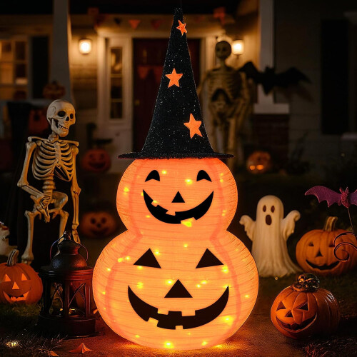 3ft Battery-Powered LED Pumpkin Lamp, 8 Light Modes