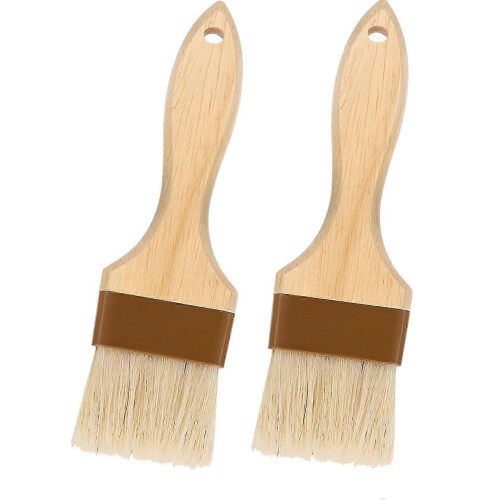 2026 2-Piece Natural Bristle Pastry Brushes, 2-Inch Basting & Sauce Tools