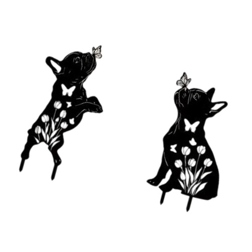 Packung mit 2 schwarzen Hunden, Küsse, Schmetterlinge,