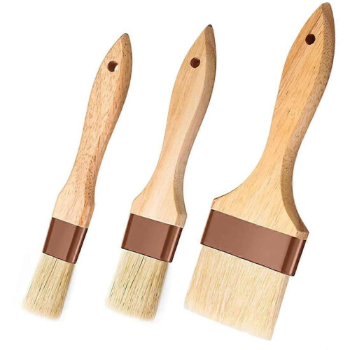 Pastry Brush Set with Natural Bristles, MultiSize Basting Brushes for Baking, Cooking and Grilling