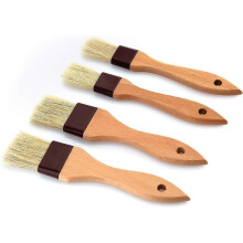2.5cm/4cm 4pcs Pastry Brush Oil Brush with Hardwood Handle Natural Boar Bristle