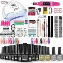 (YH33-3) Nail Gel Kit Professional Nail Set With 120w/54w Uv Nail Lamp And Nail Drill For All Drying Gel Nail Polish Manicure Set