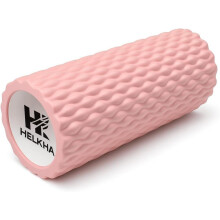 Rullo massaggiante in schiuma rosa a media densità, ideale per yoga, pilates, fisioterapia, esercizi, recupero, stretching e mobilità.