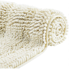 Non-slip Absorbent Bath Mat, Soft Chenille Microfiber for Bathtub Toilet Entrance Machine Washable Small 43x60cm, Gray