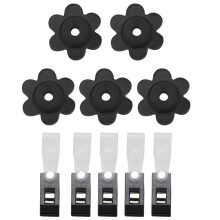 Butées de drapeau de jardin, clips anti-vent en caoutchouc noir, 10 pièces