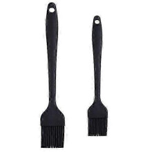 (black) 2Pcs Silicone Brush Heat Resistant Cooking Brush Long Handle Basting Pastry Brush Set for BBQ Grill
