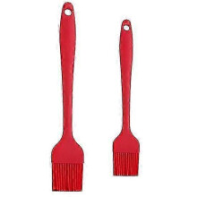 (red) 2Pcs Silicone Brush Heat Resistant Cooking Brush Long Handle Basting Pastry Brush Set for BBQ Grill