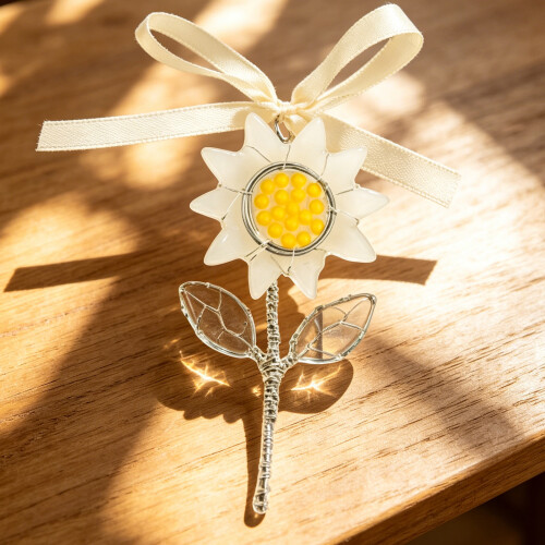 Breloque de fleur en verre de mer colorée, ornement de fleur-DA 1