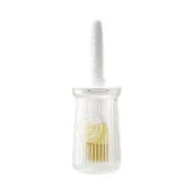 (transparent) Silicone Oil Brush with Kitchen Oil Bottle Container Heat Resistant Pastry Barbecue Brush for Kitchen Cooking BBQ Tool brown