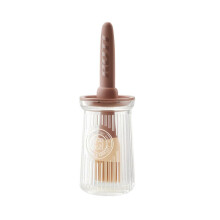 (brown) Silicone Oil Brush with Kitchen Oil Bottle Container Heat Resistant Pastry Barbecue Brush for Kitchen Cooking BBQ Tool brown