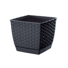 (Anthracite Square, 8.2 Litres) Plant Pot Flowerpot Wave Plastic Crystal Modern Decorative Small Medium Large