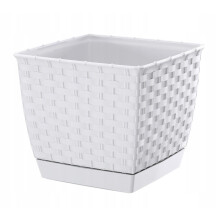 (White Square, 3.8 Litres) Plant Pot Flowerpot Wave Plastic Crystal Modern Decorative Small Medium Large