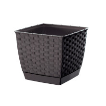 (Dark Brown Square, 6 Litres) Plant Pot Flowerpot Wave Plastic Crystal Modern Decorative Small Medium Large