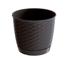 (Dark Brown Round, 2.8 Litres) Plant Pot Flowerpot Wave Plastic Crystal Modern Decorative Small Medium Large