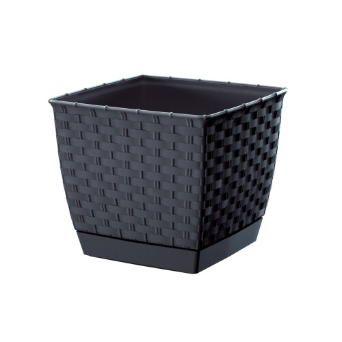 Prosperplast (Anthracite Square, 6 Litres) Plant Pot Flowerpot Wave Plastic Crystal Modern Decorative Small Medium Large