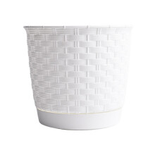 (White Round, 7.5 Litres) Plant Pot Flowerpot Wave Plastic Crystal Modern Decorative Small Medium Large