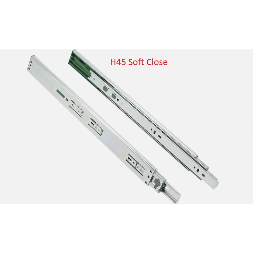 Gtv (H45 Soft Close (45Mm), 350Mm) Drawer Runners Heavy Duty Steel Ball Bearing Soft Close Push To Open Up To 100Kg