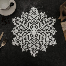 Metallic Snowflake Vinyl Placemat 15" Round Non-Slip