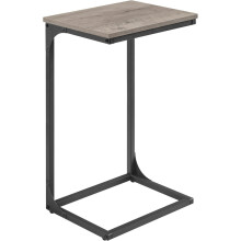 (Misty Grey,Ink Black) C-Shaped Side Table, Bedside Table, Sofa Side Table, with Metal Frame, Industrial, for Living Room, Bedroom